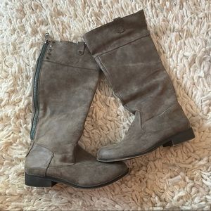 Madden Girl Grey Leather Knee Boots